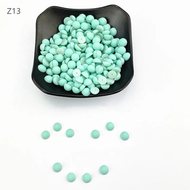ABS Flat Half Round Beads - 6mm & 10mm Matte Plastic Beads for Clothing Accessories