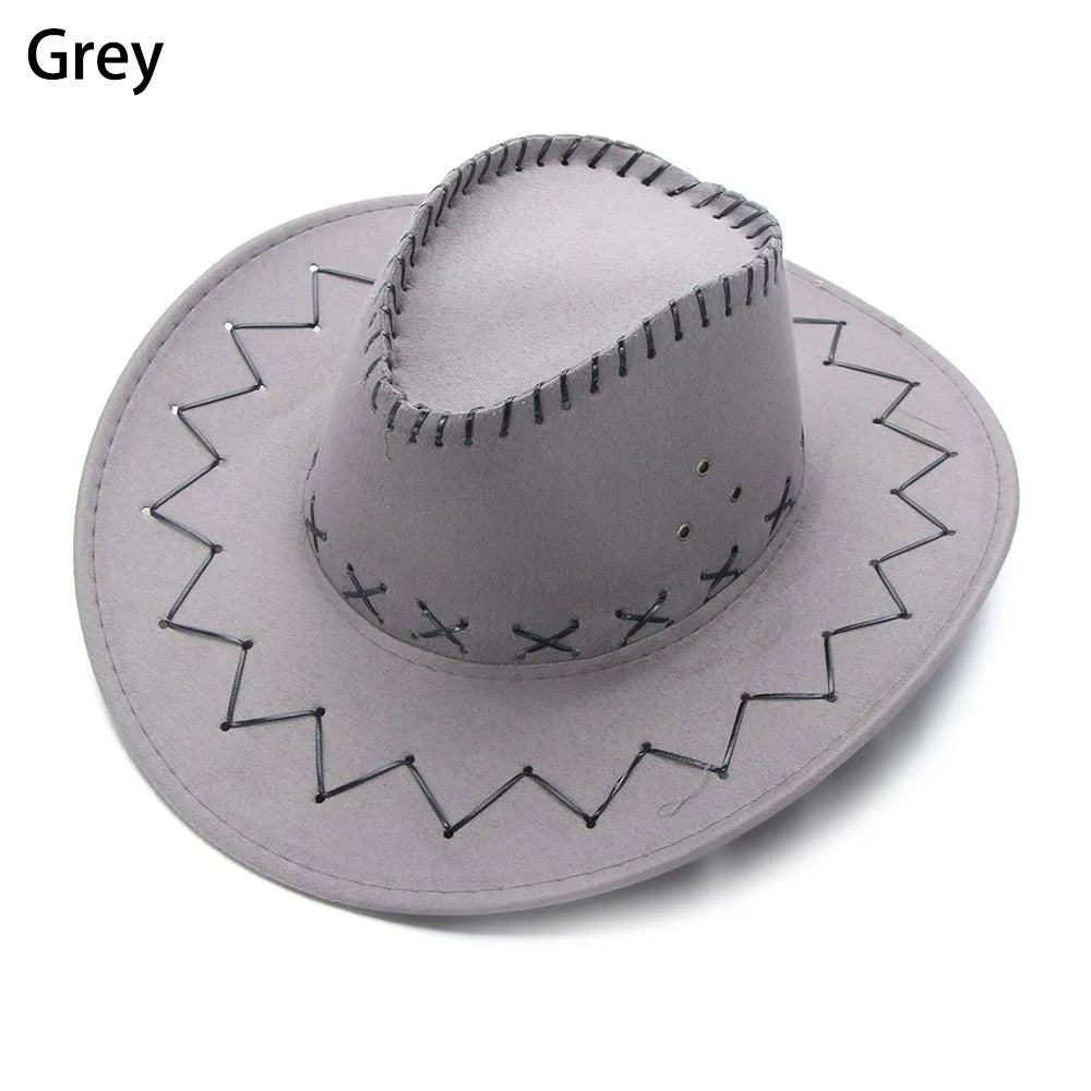 Western Cowboy Hat – Faux Leather Fedora for Men, Women & Kids, Wide Brim Beach & Travel Cap in Black, White & Pink