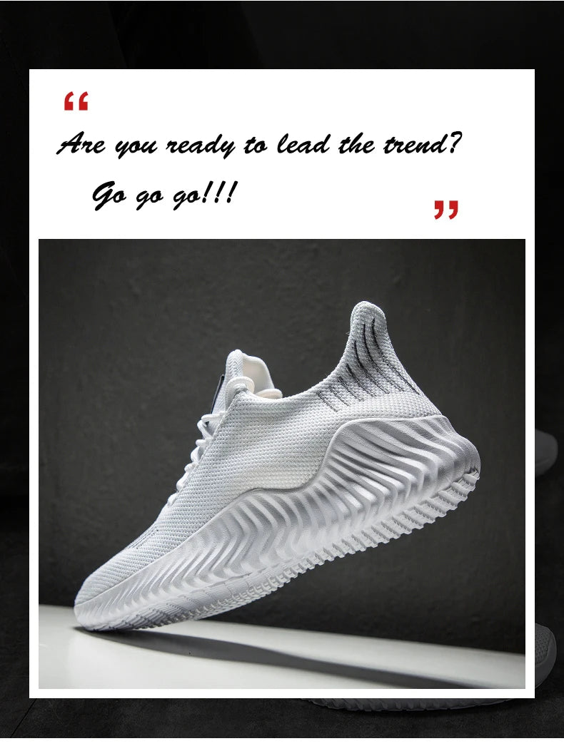 Men's White Sneakers – Casual Walking & Running Shoes, Plus Size 49, Tennis Masculino