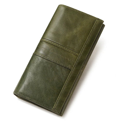Women's Genuine Leather Clutch Wallet – RFID Blocking Phone Purse with Zipper Pocket
