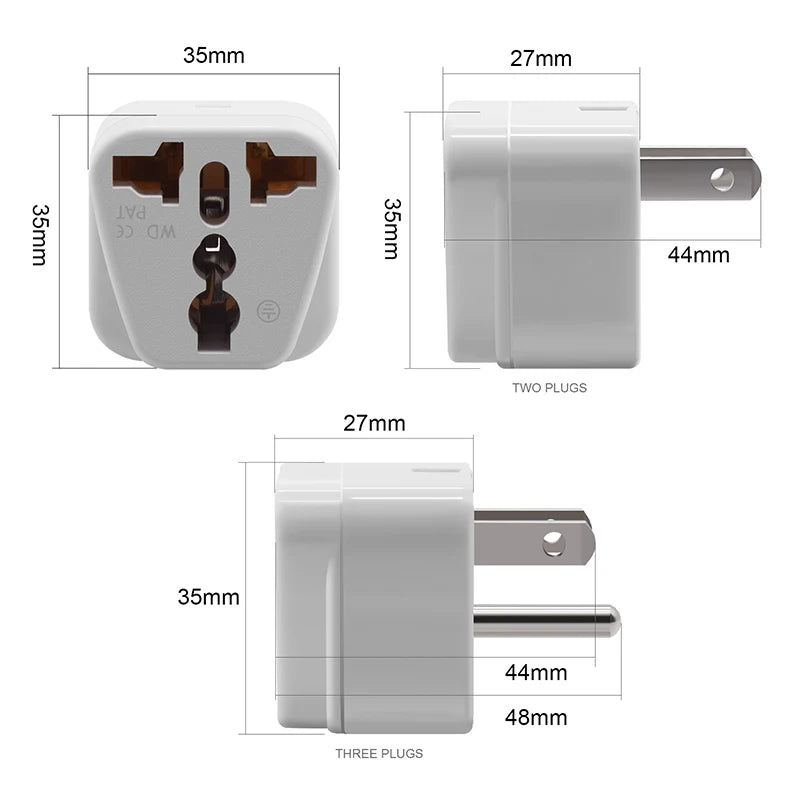 Universal 2-in-1 Travel Adapter Plug – Japan, America, EU, UK, AU to US Type A/B Charger for Canada & Thailand
