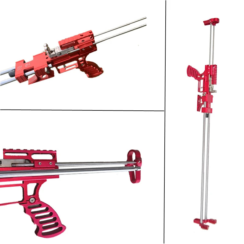 80lbs Telescopic Long-Pole Slingshot – All-Metal Powerful Laser Hunting Sling Shot with Accessory Mount
