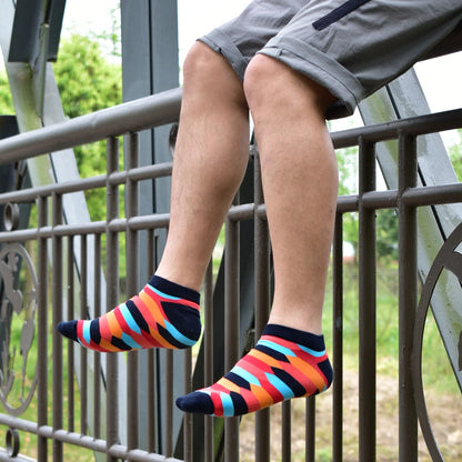 6 Pairs Colorful Novelty Ankle Socks - Harajuku Grid Space Cotton Casual Socks for Men & Women