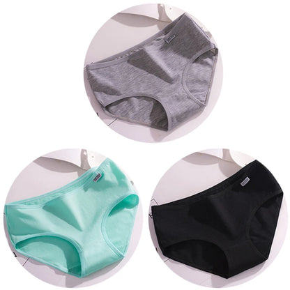 Women’s Cotton Underwear - Candy Color Mid-Waist Breathable Plus Size Briefs