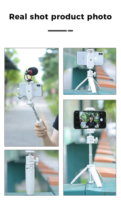 Ulanzi MT-08 Mini Tripod – White Foldable Monopod Mount with 1/4'' Universal Tripod for DSLR, Android & iPhone Smartphones