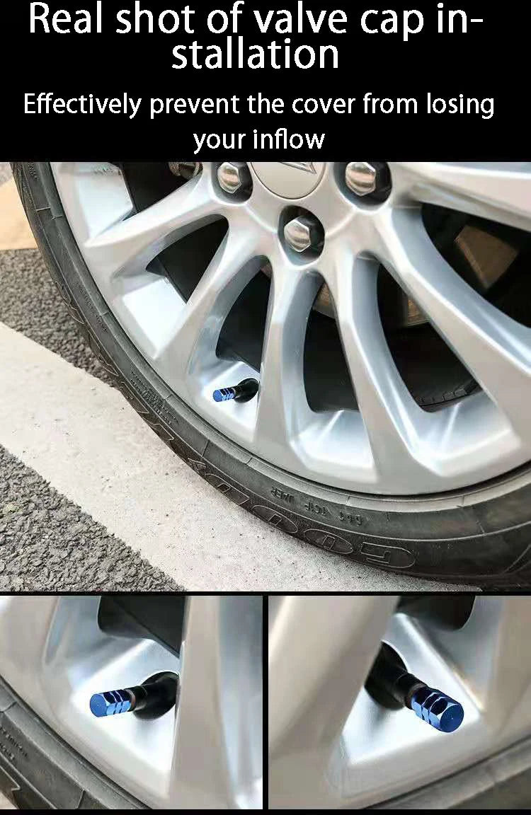 Aluminum Alloy Tire Valve Caps - Waterproof Car Wheel Rim Stem Covers for Automobiles, Motorcycles, Trucks, and Bikes - Air Dust Protection