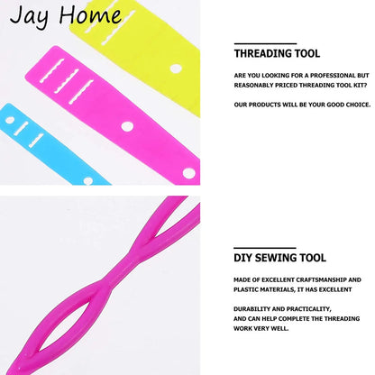 Flexible Sewing Threader Tool — Drawstring Loop Turner Hook with Metal Tweezers & Plastic Threader for DIY Sewing