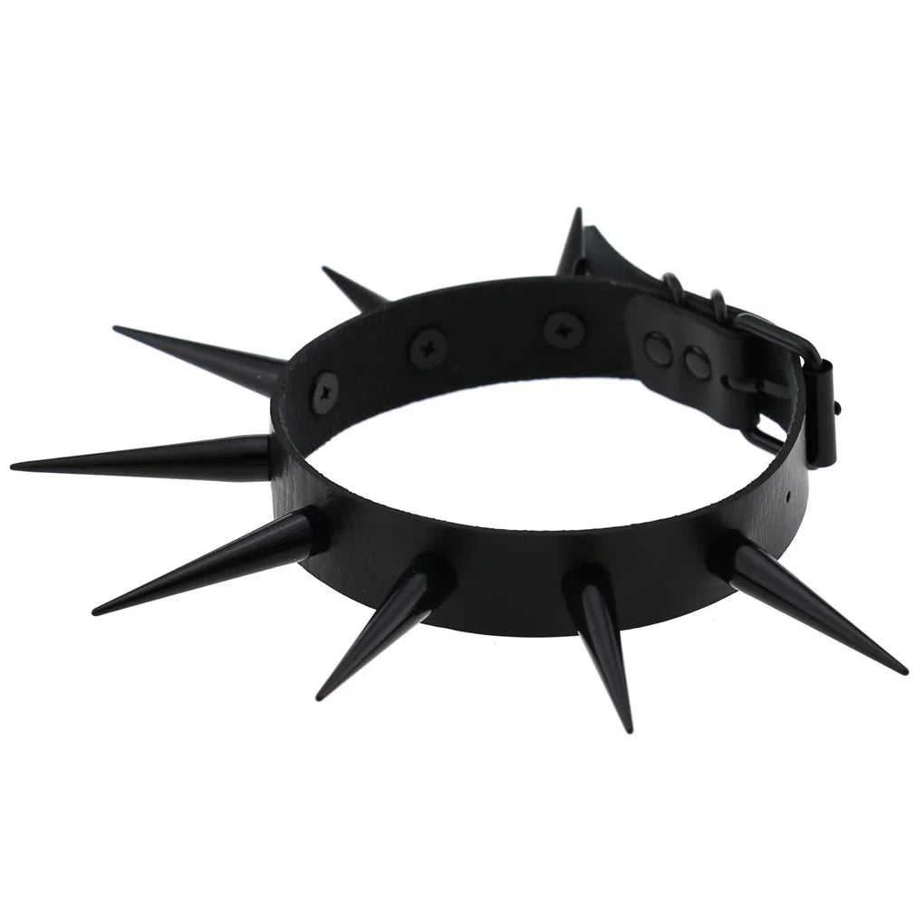 Big Long Spiked Choker Collar – Cool Punk Necklace for Women & Men, Metal Rave Festival Goth Jewelry