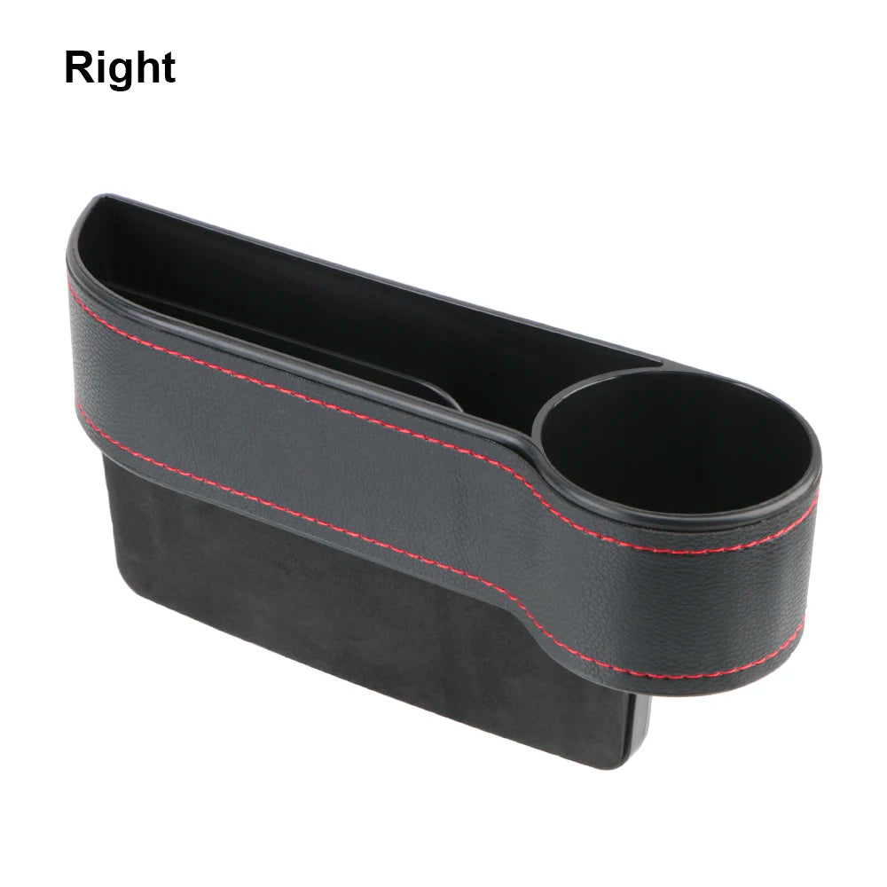Universal PU Leather Car Seat Gap Organizer – Storage Box with Charging Hole, Phone, Bottle & Key Holder Auto Accessories