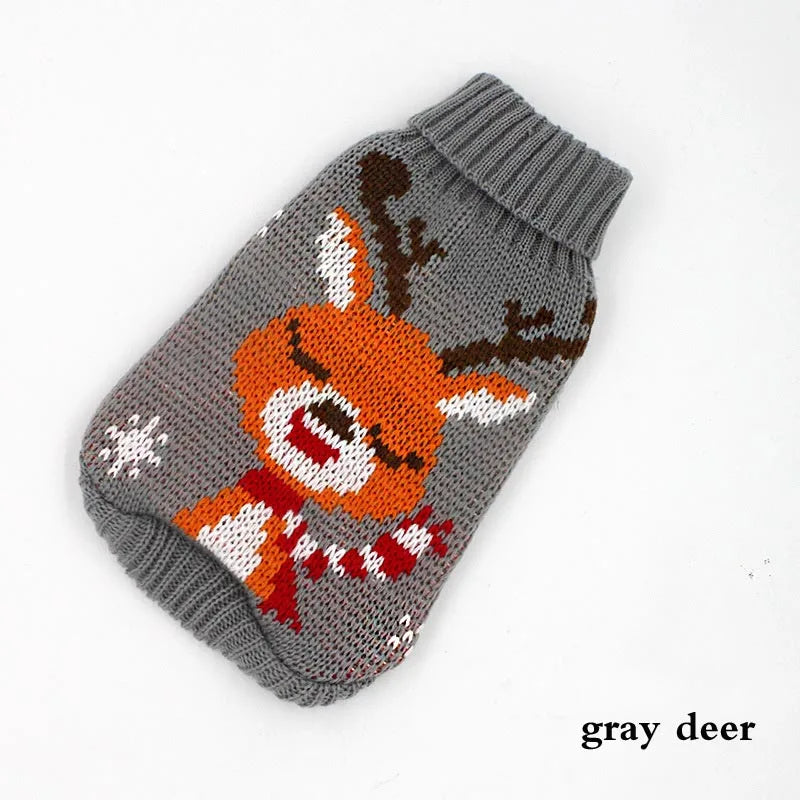Christmas Deer Dog Sweater and Cat Costume - Warm Knit Coat for Small Pets - Halloween Pet Clothing