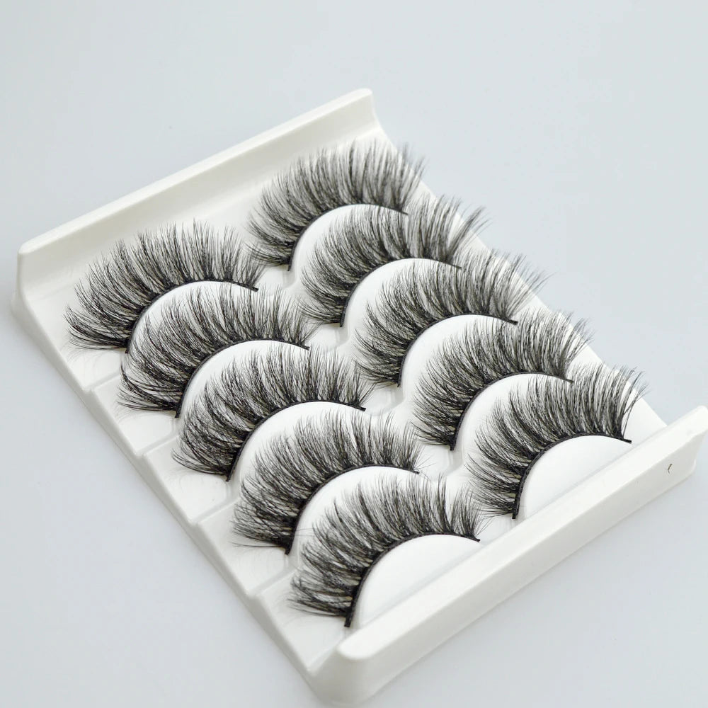 QSTY 5 Pairs 3D Mink False Eyelashes – Natural Long Dramatic Volume Black Lash Extensions