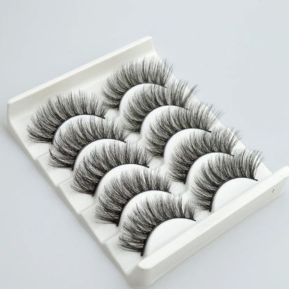 QSTY 5 Pairs 3D Mink False Eyelashes – Natural Long Dramatic Volume Black Lash Extensions
