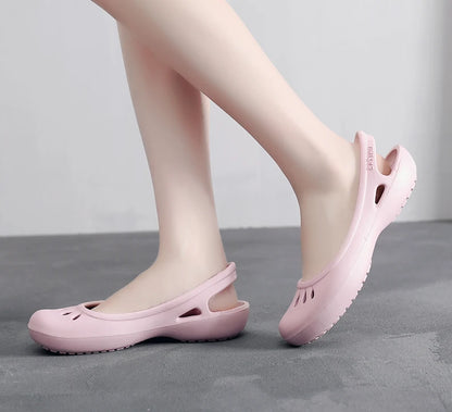 RYAMAG Women’s Clogs Jelly Sandals – Non-Slip Summer Hole Shoes, Waterproof EVA Flat Slippers for Home & Garden