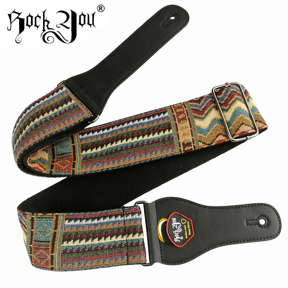 High-Quality Cotton Guitar Strap – Adjustable Length, 6.2cm Wide for Acoustic Guitar & Electric Bass