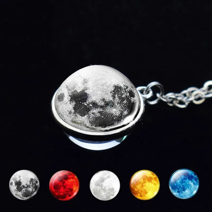Solar System Planet Keyring — Double-Sided Glass Ball Space Keychain with Moon, Earth, Sun, Mars Galaxy Nebula Art for Car