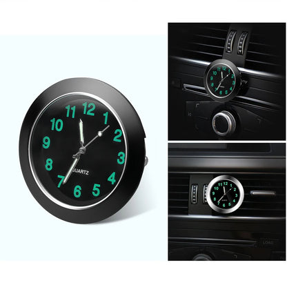 Luminous Mini Car Clock - Stick-On Digital Quartz Watch for Automobiles, 40mm & 43mm, Auto Interior Ornament