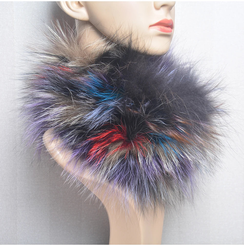 2025 Real Fox Fur Scarf and Headband – Luxury Winter Neck Warmer for Women, 100% Natural Fur, Elastic Ring Muffler