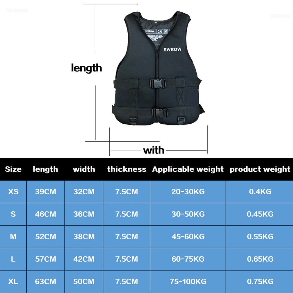Neoprene Life Jacket for Adults & Children – Buoyancy Vest for Swimming, Boating, Skiing, Drifting & Water Sports