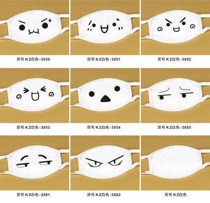 Kawaii Anime Expression Cotton Face Mask – Breathable Smile Mouth Muffle for Unisex Korean Style