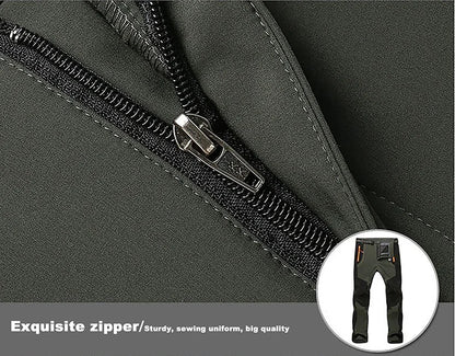 LNGXO Men’s Fleece Hiking Pants – Thick Warm Winter Waterproof & Windproof Soft Shell Ski, Trekking, and Camping Trousers