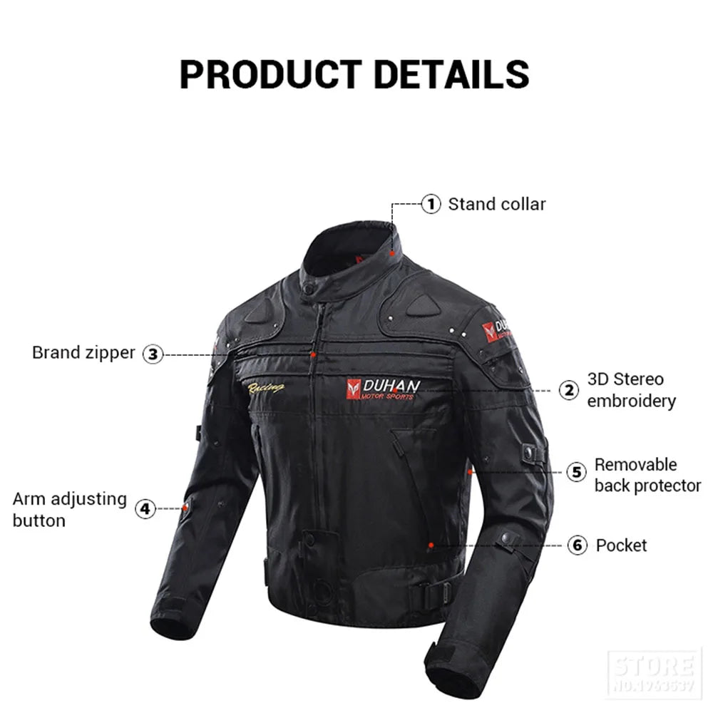 DUHAN Windproof Motocross Jacket & Pants for Men – Wear-Resistant Motorcycle Gear with Body Armor, Winter Moto Clothing