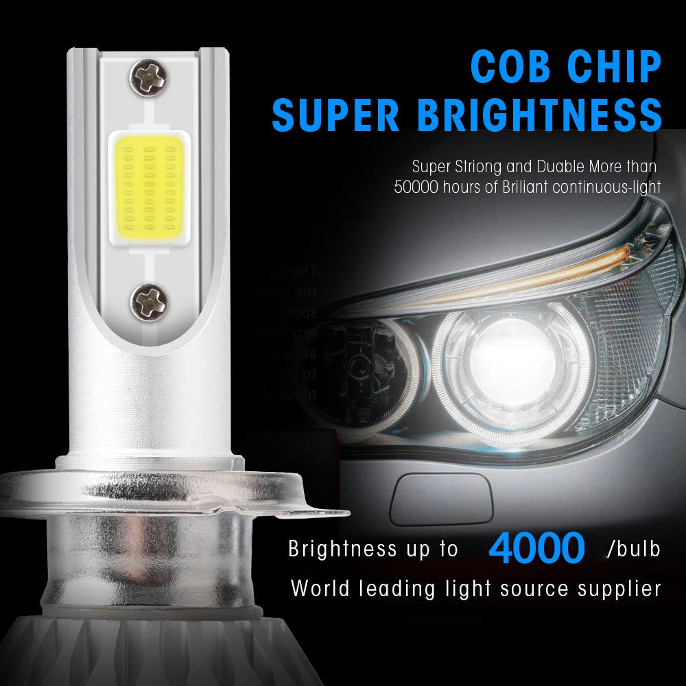 2x H7 LED Car Headlight Bulbs - H1, H3, H4, H8, HB1, HB3, HB4, H11, H13, H27, 9005, 9006, HIR2, 3000K, 6000K, 8000K COB C6 Car Lights