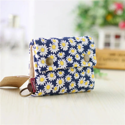 Women’s Canvas Cartoon Card Wallet – Foldable Key Organizer & Coin Purse, Small Pouch Money Bag for Girls 2024