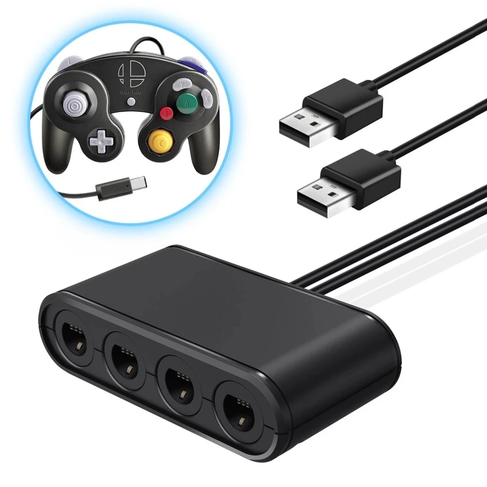 4-Port GameCube Controller Adapter – USB Converter for Nintendo Switch, Wii U, PC, and NGC – Star Fighting Game Support