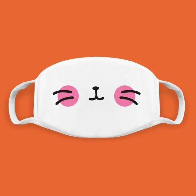 Kawaii Anime Expression Cotton Face Mask – Breathable Smile Mouth Muffle for Unisex Korean Style