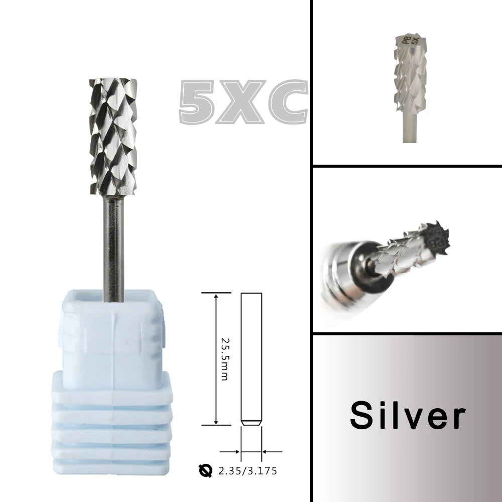 RolinStar 5.35 Small Barrel Silver Tungsten Steel Carbide Nail Drill Bits – Milling Cutter German Accessories