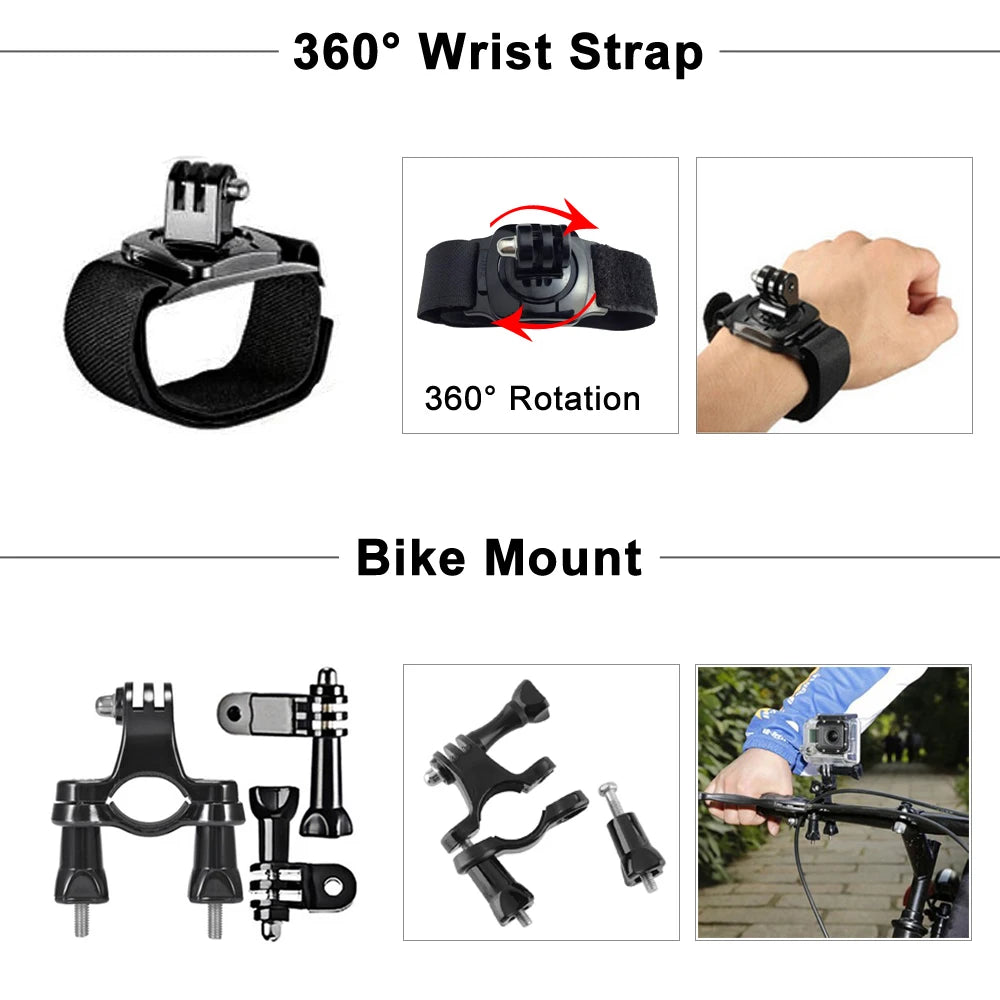 ORBMART GoPro Accessories Set Compatible with Hero 4–13 Black, Mounts for DJI, Insta360, SJCam Action Cameras