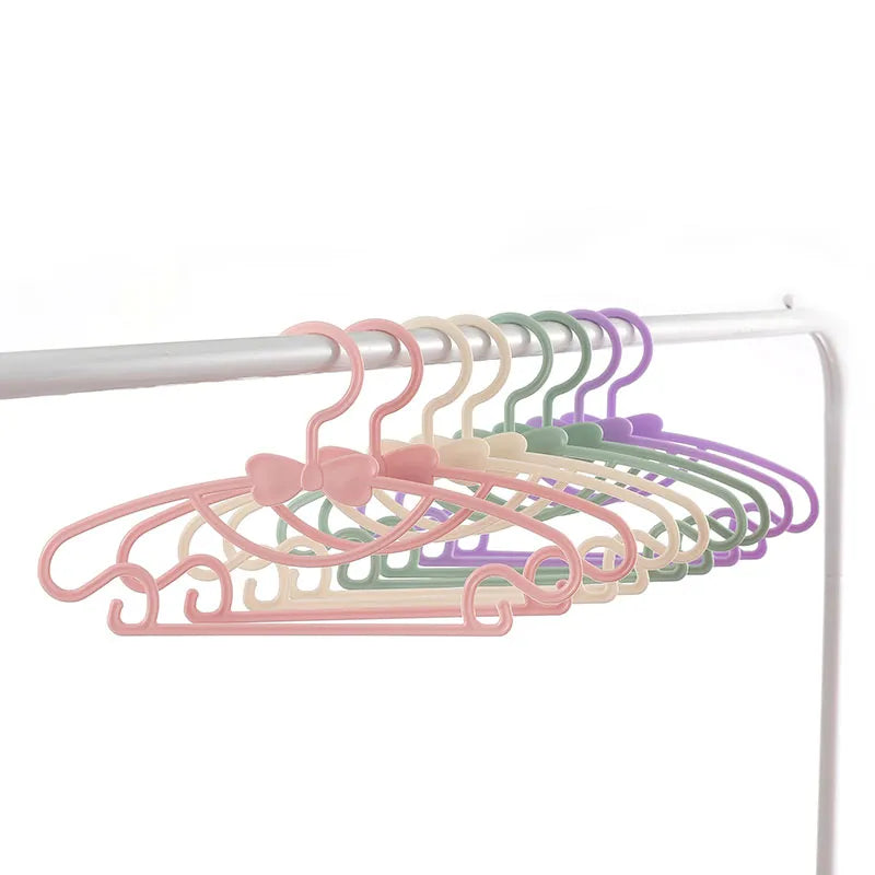 10pcs Kids Clothes Hanger Set - Portable Plastic Windproof Racks, Children's Coat Hangers, Baby Clothing Organizers for Display