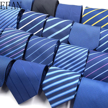 Classic Men's Necktie in Blue, Black, and Red - 8cm Striped and Plaid Ties for Business, Formal and Wedding Attire