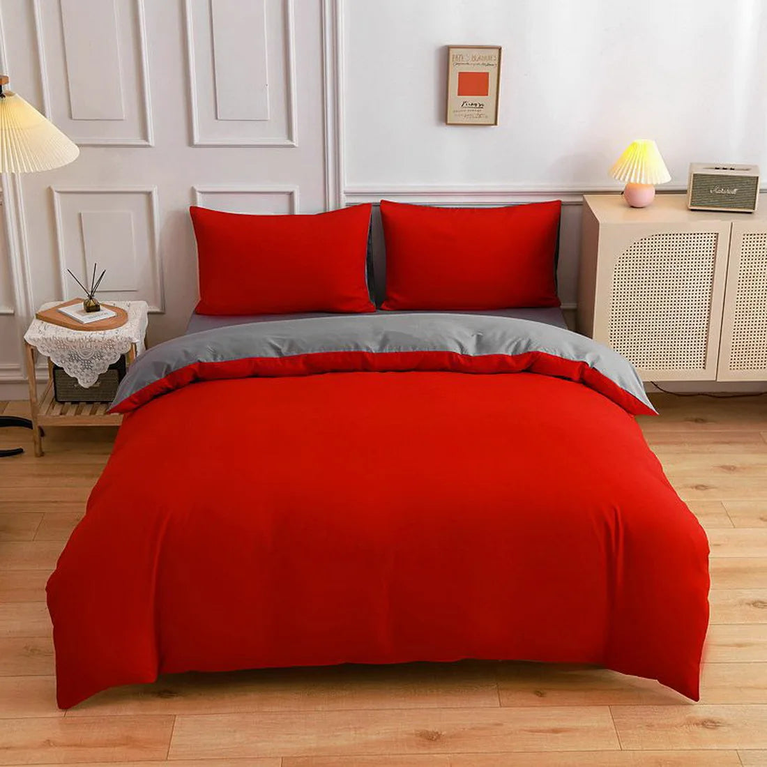New Design Dark Green Bedding Set - Duvet Cover, Bed Sheet & Pillowcase, King/Queen/Full/Single Size (Excluding Filler), 3/4pcs
