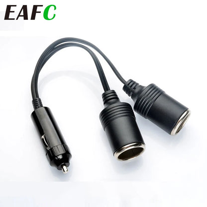 Dual-Port Car Cigarette Lighter Splitter - Universal Female Socket Power Adapter for Automotive Electronics & Accessories