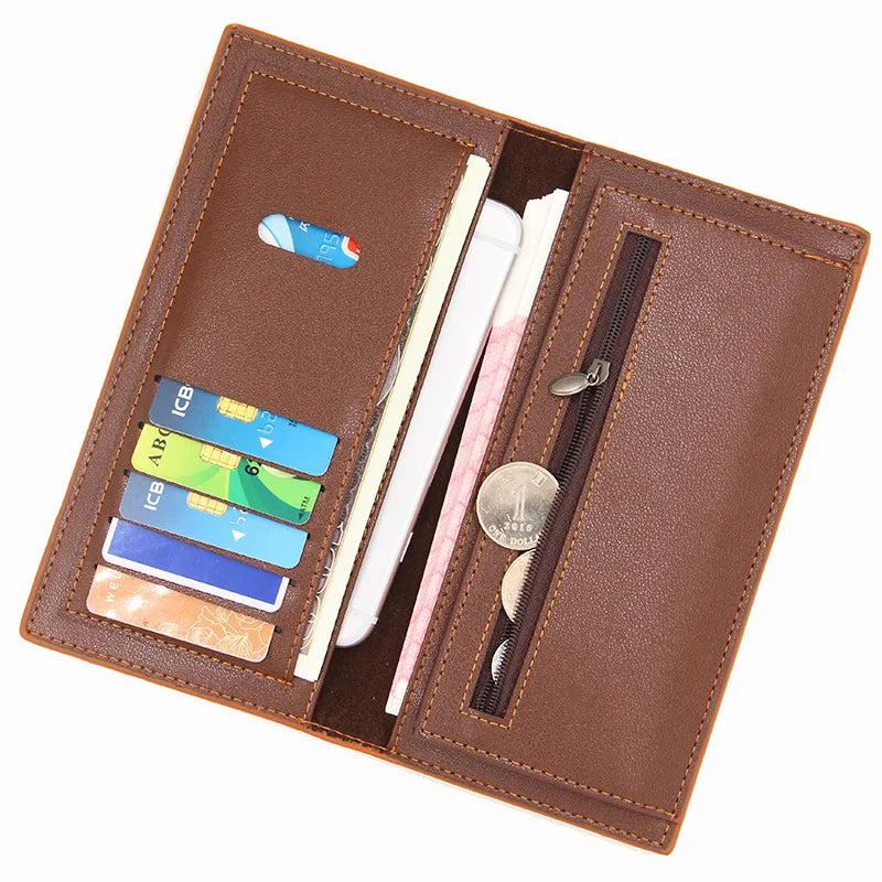 Men’s Crocodile Pattern PU Leather Wallet – Slim Long Clutch Purse Alligator Style Portafoglio Uomo