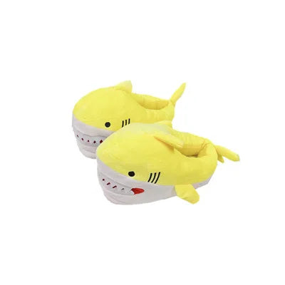 Feerldi Shark Winter Slippers — Cartoon Anime Slip-On Fish Slides for Girls, Boys & Women, Plush Open-Mouth Cotton Shoes