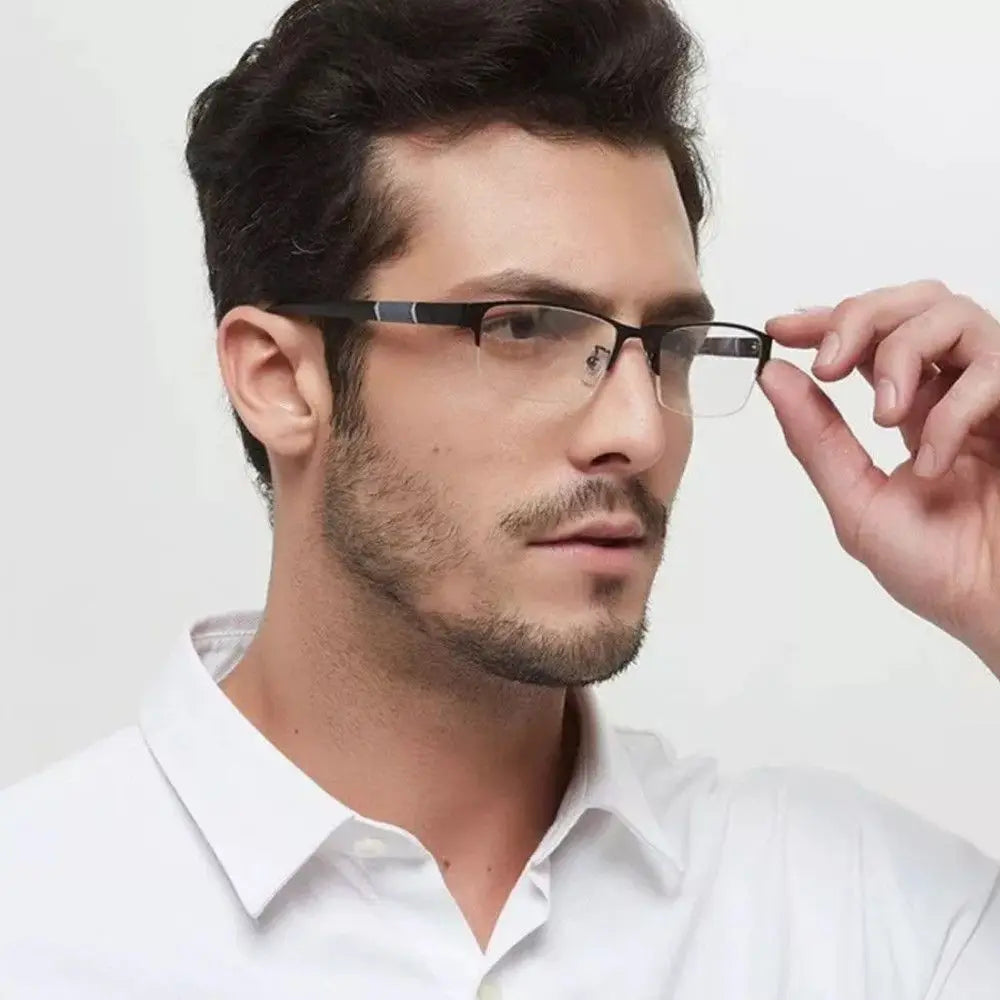 Metal Anti-Blue Light Reading Glasses – Farsighted Eyewear for Men, Business Style with Diopters +0.0 to +4.0