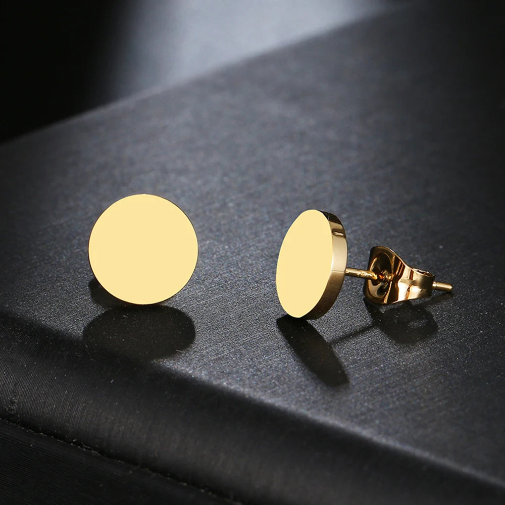 Minimalist Stainless Steel Round Stud Earrings – Classic Fashion Jewelry for Women