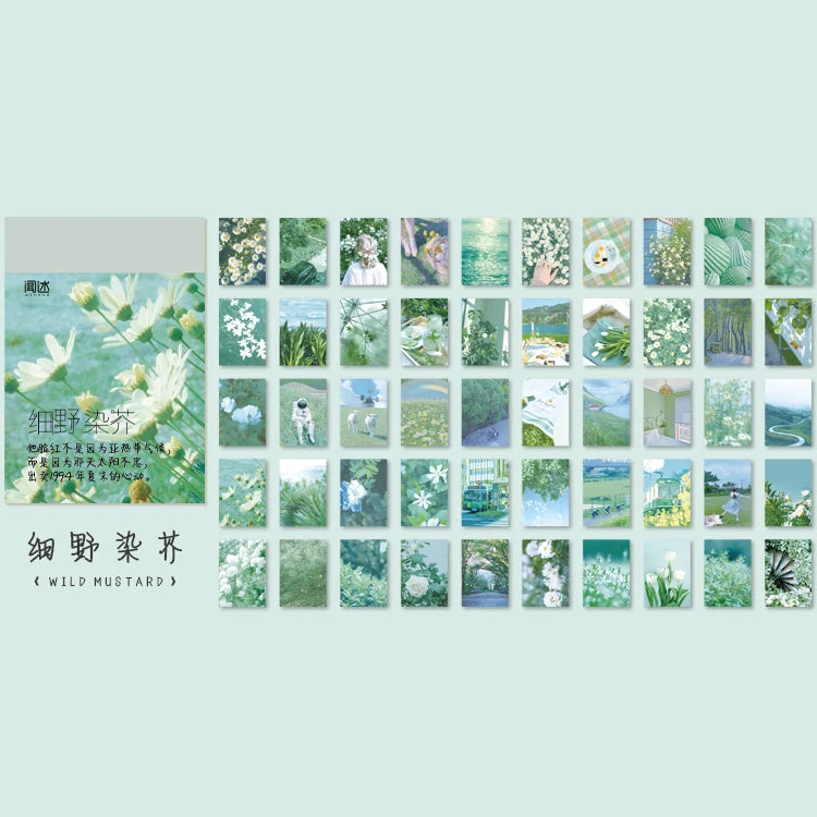 Yoofun 50 Sheets Aesthetic Sticker Book - Natural Scenery Art Painting Stickers for Scrapbooking Planner Journaling