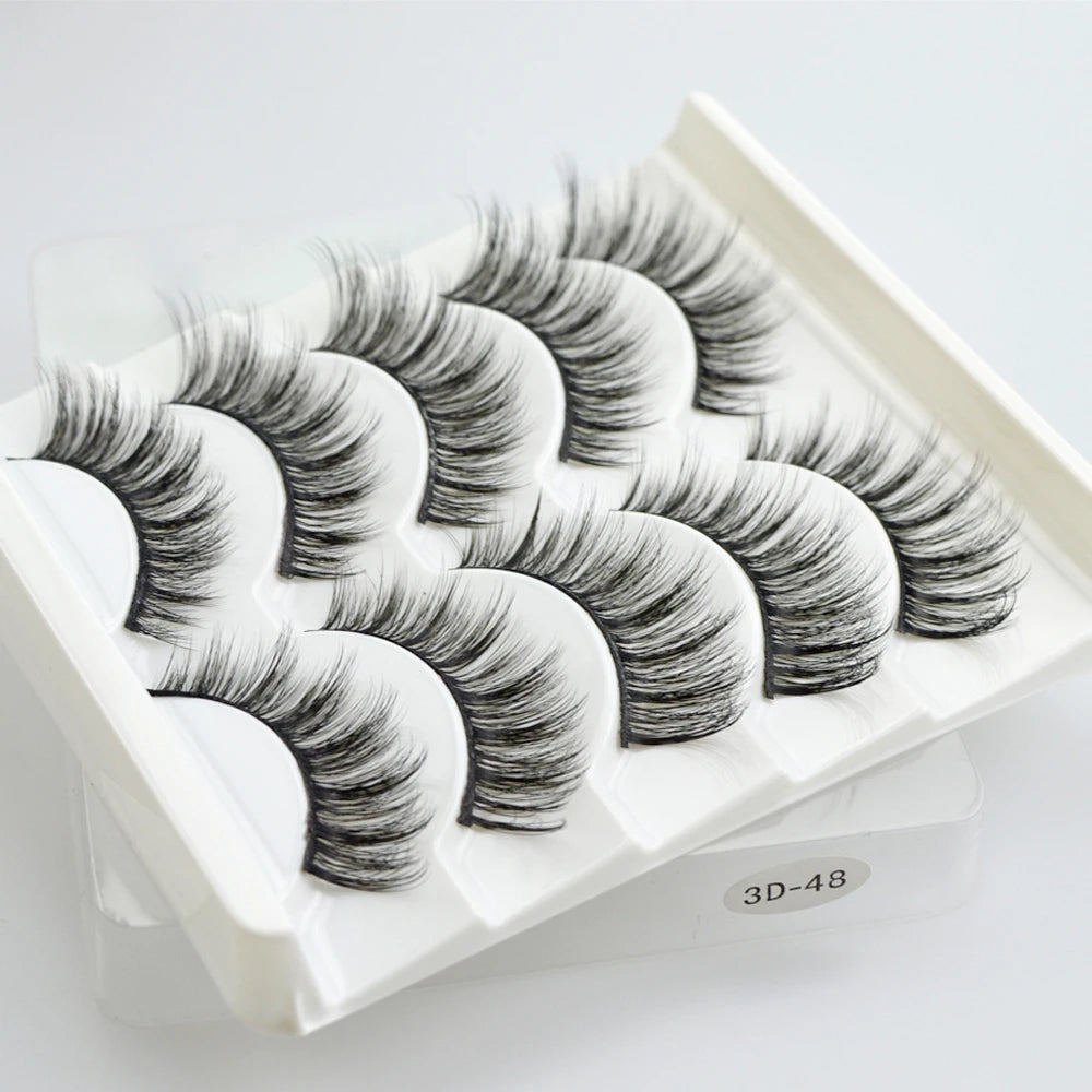 QSTY 5 Pairs 3D Mink False Eyelashes – Natural Long Dramatic Volume Black Lash Extensions