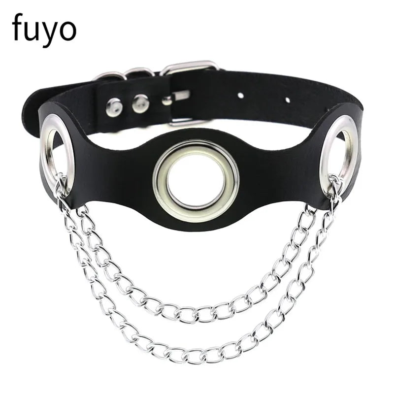 Black Cross Gothic Punk PU Leather Choker – Rock Necklace Jewelry for Women and Men