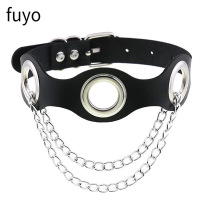 Black Cross Gothic Punk PU Leather Choker – Rock Necklace Jewelry for Women and Men