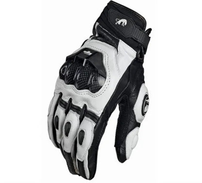 Motorcycle Gloves AFS6 AFS10 AFS18 - Leather Windproof Motocross Mittens with Touch Screen, Men's Protective Motorbike Gloves