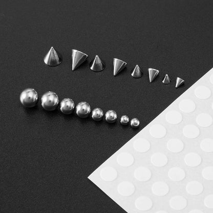 Fake Belly, Eyebrow, Lip Piercing Stickers – Non-Pierced Earring Stud Set, Fake Nose Ring & Dermal Anchor Jewelry