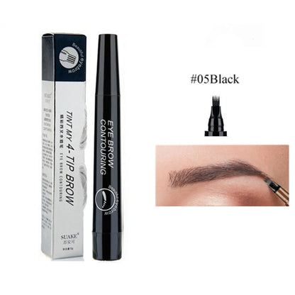 4D Microblading Eyebrow Pen – 4-Fork Tip Waterproof Long-Lasting Eyebrow Tattoo Pencil for Natural Fine Hair-Like Makeup