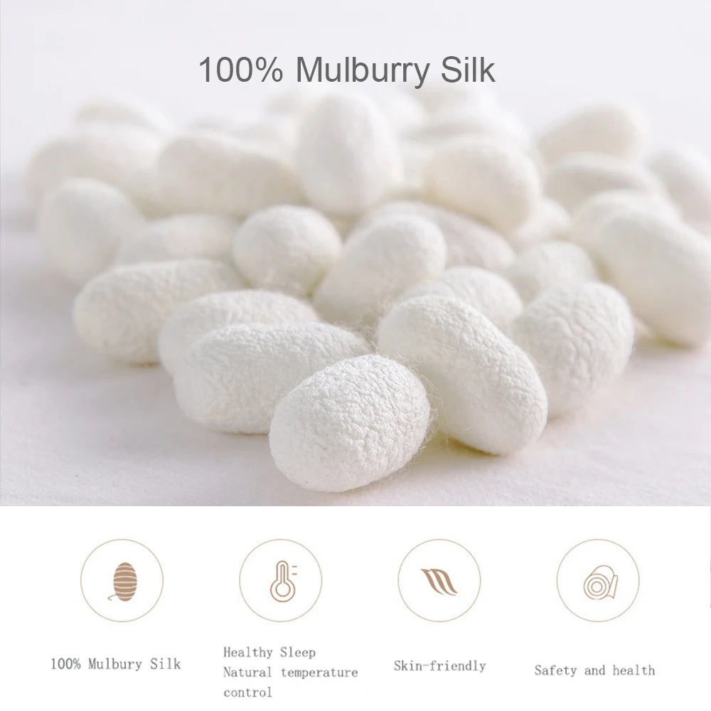 Liv-Esthete 100% Silk Bedding Set - Mulberry Silk Quilt Cover, Bed Sheet & Pillowcase, Queen/King Size Bed Linen
