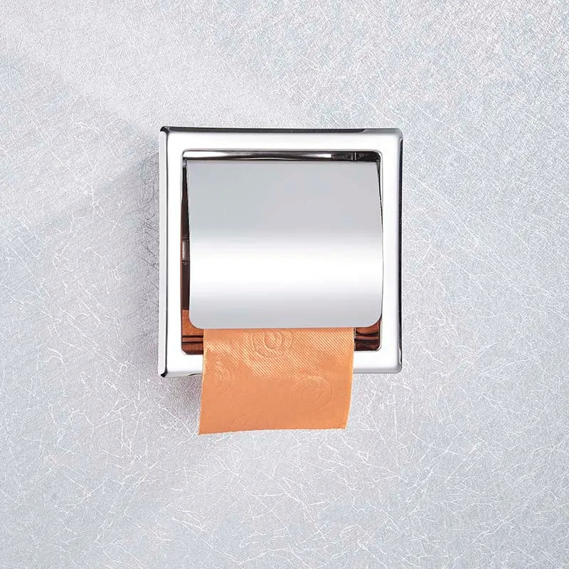 Onyzpily Bathroom Toilet Paper Holder | Chrome Finish Stainless Steel Tissue Box Holder, Wall Mounted, Black & Chrome