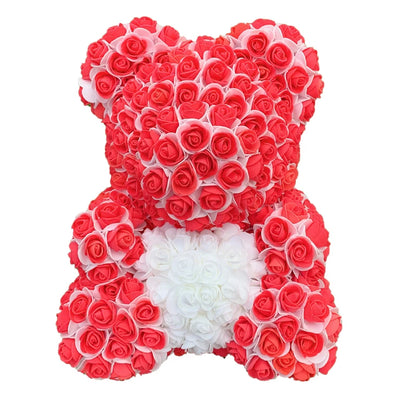 2024 40cm Rose Bear – Heart-Shaped Artificial Flower Teddy Bear for Valentine’s, Wedding, Birthday & Christmas Gifts