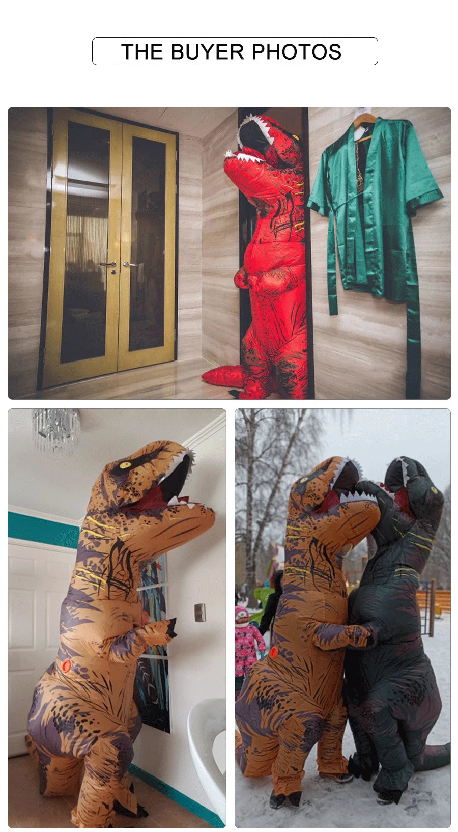 T-Rex Inflatable Tyrannosaurus Dinosaur Costume – Kids and Adult Role-Playing Fancy Dress for Halloween and Parties